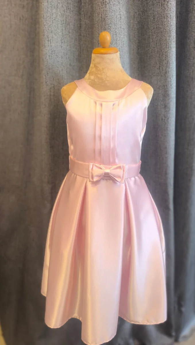 Baby Pink Pleat Satin Dress